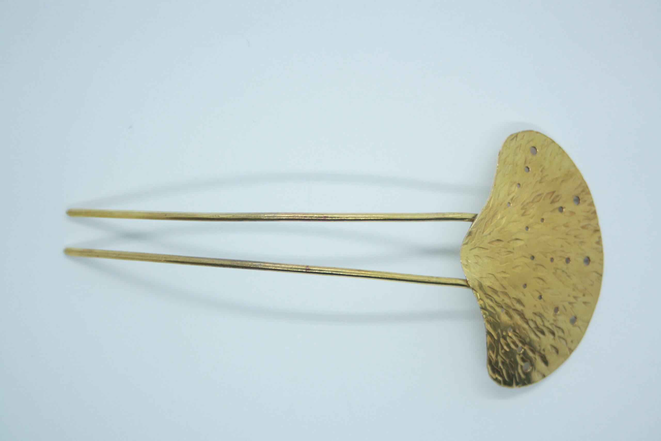 Pique à cheveux gingko, ergonomique, en laiton, peigne, véritable bijou de cheveux. – Image 2